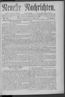 Neueste Nachrichten (Münchner neueste Nachrichten) Dienstag 13. August 1878