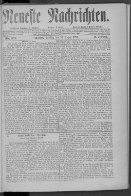 Neueste Nachrichten (Münchner neueste Nachrichten) Dienstag 20. August 1878