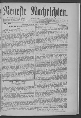 Neueste Nachrichten (Münchner neueste Nachrichten) Dienstag 27. August 1878
