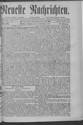 Neueste Nachrichten (Münchner neueste Nachrichten) Samstag 14. September 1878