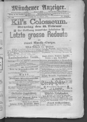 Münchener Anzeiger (Münchner neueste Nachrichten) Dienstag 13. Februar 1877