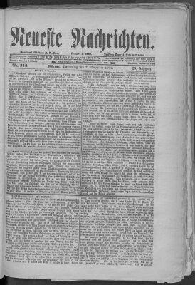 Neueste Nachrichten (Münchner neueste Nachrichten) Donnerstag 7. Dezember 1876