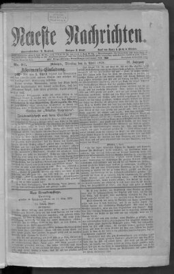 Neueste Nachrichten (Münchner neueste Nachrichten) Dienstag 2. April 1878