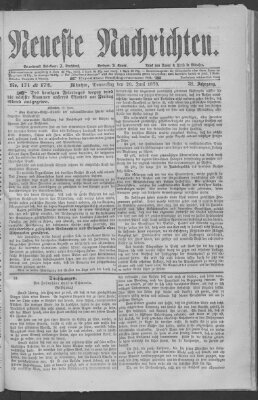 Neueste Nachrichten (Münchner neueste Nachrichten) Donnerstag 20. Juni 1878