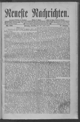 Neueste Nachrichten (Münchner neueste Nachrichten) Samstag 29. Juni 1878