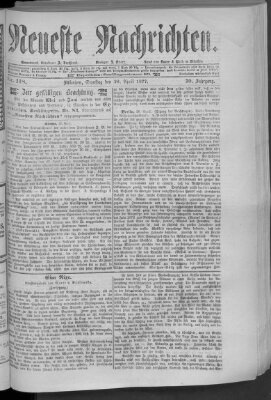 Neueste Nachrichten (Münchner neueste Nachrichten) Samstag 28. April 1877