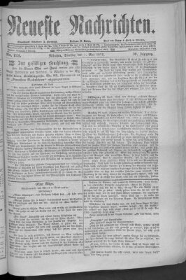 Neueste Nachrichten (Münchner neueste Nachrichten) Dienstag 1. Mai 1877