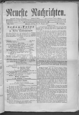 Neueste Nachrichten (Münchner neueste Nachrichten) Freitag 31. August 1877