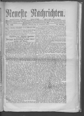 Neueste Nachrichten (Münchner neueste Nachrichten) Mittwoch 19. September 1877