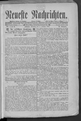 Neueste Nachrichten (Münchner neueste Nachrichten) Dienstag 1. Januar 1878