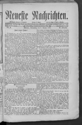 Neueste Nachrichten (Münchner neueste Nachrichten) Donnerstag 3. Januar 1878