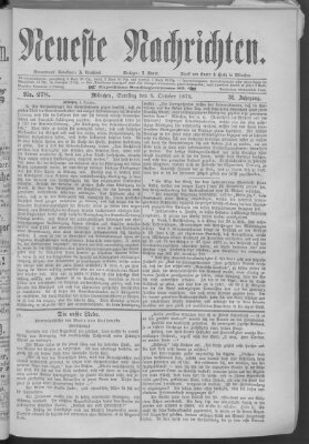 Neueste Nachrichten (Münchner neueste Nachrichten) Samstag 5. Oktober 1878
