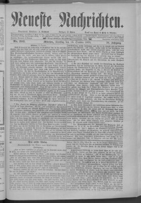Neueste Nachrichten (Münchner neueste Nachrichten) Samstag 19. Oktober 1878