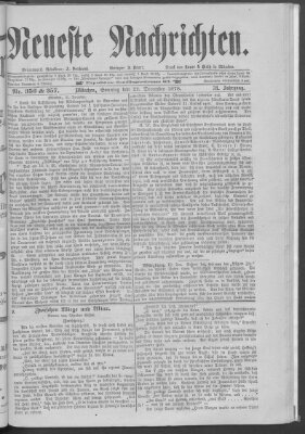 Neueste Nachrichten (Münchner neueste Nachrichten) Sonntag 22. Dezember 1878