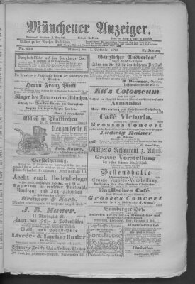 Münchener Anzeiger (Münchner neueste Nachrichten) Mittwoch 11. September 1878