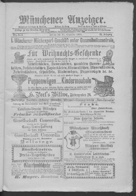Münchener Anzeiger (Münchner neueste Nachrichten) Freitag 20. Dezember 1878