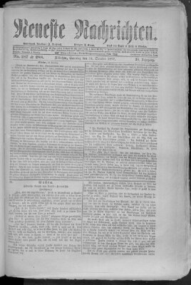 Neueste Nachrichten (Münchner neueste Nachrichten) Sonntag 14. Oktober 1877