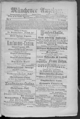 Münchener Anzeiger (Münchner neueste Nachrichten) Freitag 4. Januar 1878