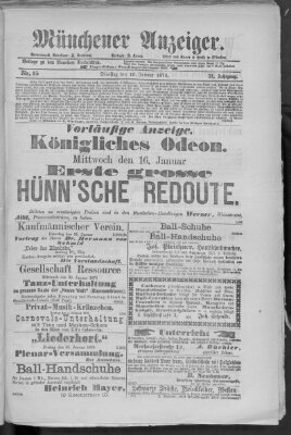 Münchener Anzeiger (Münchner neueste Nachrichten) Dienstag 15. Januar 1878