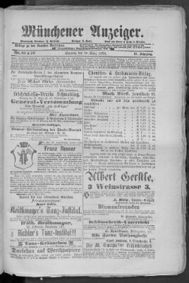 Münchener Anzeiger (Münchner neueste Nachrichten) Sonntag 10. März 1878