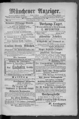 Münchener Anzeiger (Münchner neueste Nachrichten) Donnerstag 4. April 1878