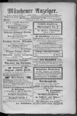 Münchener Anzeiger (Münchner neueste Nachrichten) Samstag 13. April 1878