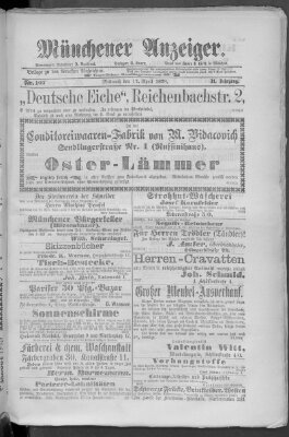 Münchener Anzeiger (Münchner neueste Nachrichten) Mittwoch 17. April 1878