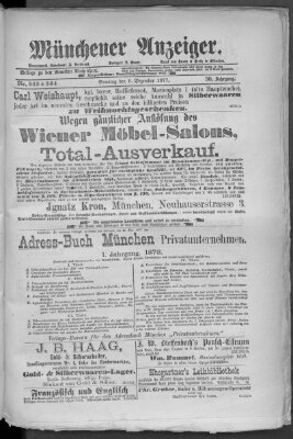 Münchener Anzeiger (Münchner neueste Nachrichten) Sonntag 9. Dezember 1877