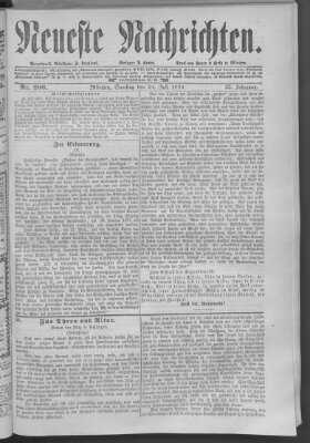 Neueste Nachrichten (Münchner neueste Nachrichten) Samstag 24. Juli 1880