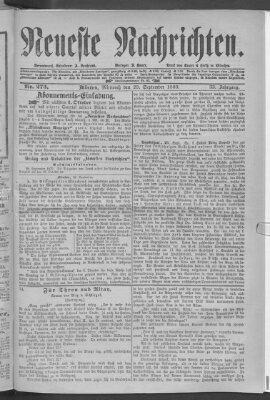 Neueste Nachrichten (Münchner neueste Nachrichten) Mittwoch 29. September 1880