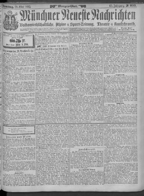 Münchner neueste Nachrichten Samstag 21. Mai 1892
