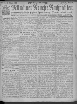 Münchner neueste Nachrichten Mittwoch 8. Juni 1892