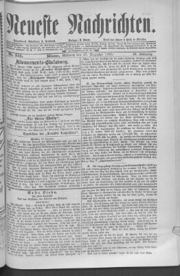 Neueste Nachrichten (Münchner neueste Nachrichten) Mittwoch 17. Dezember 1879