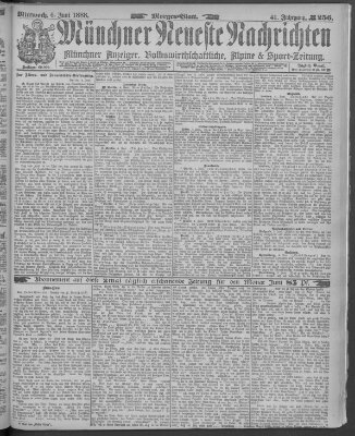 Münchner neueste Nachrichten Mittwoch 6. Juni 1888