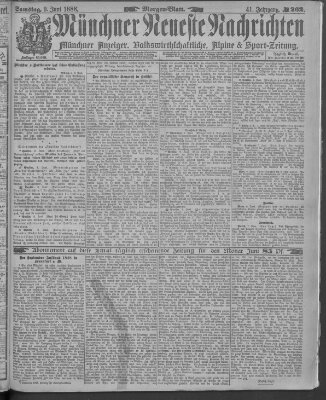 Münchner neueste Nachrichten Samstag 9. Juni 1888