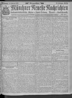 Münchner neueste Nachrichten Mittwoch 10. Februar 1892