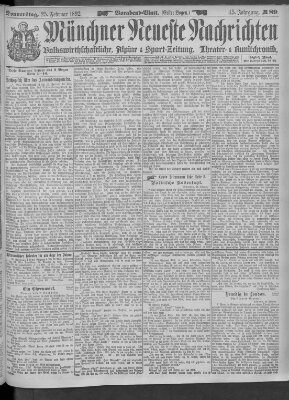 Münchner neueste Nachrichten Donnerstag 25. Februar 1892