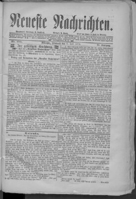 Neueste Nachrichten (Münchner neueste Nachrichten) Mittwoch 9. Juli 1879
