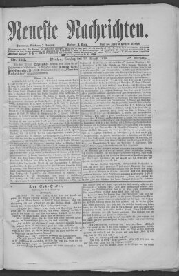 Neueste Nachrichten (Münchner neueste Nachrichten) Samstag 30. August 1879