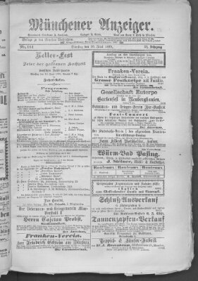Münchener Anzeiger (Münchner neueste Nachrichten) Dienstag 10. Juni 1879