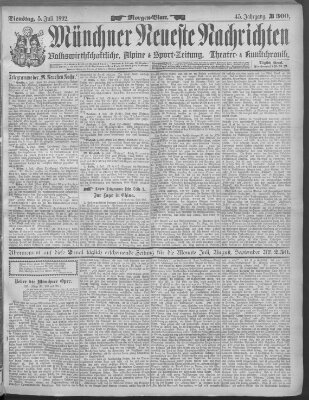 Münchner neueste Nachrichten Dienstag 5. Juli 1892