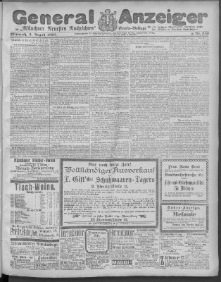 Münchner neueste Nachrichten Mittwoch 3. August 1892