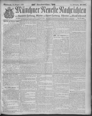 Münchner neueste Nachrichten Mittwoch 31. August 1892