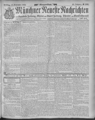 Münchner neueste Nachrichten Freitag 16. September 1892