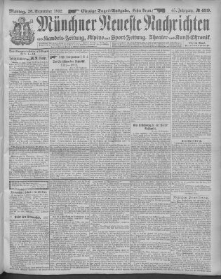 Münchner neueste Nachrichten Montag 26. September 1892