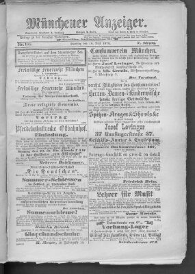 Münchener Anzeiger (Münchner neueste Nachrichten) Samstag 18. Mai 1878