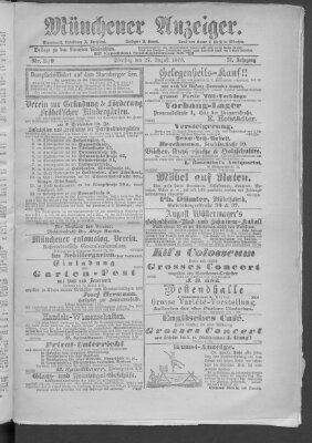 Münchener Anzeiger (Münchner neueste Nachrichten) Dienstag 27. August 1878