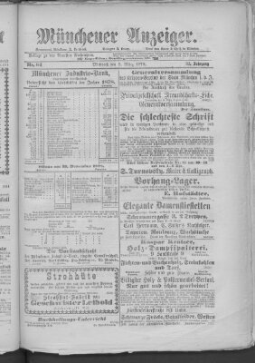 Münchener Anzeiger (Münchner neueste Nachrichten) Mittwoch 5. März 1879