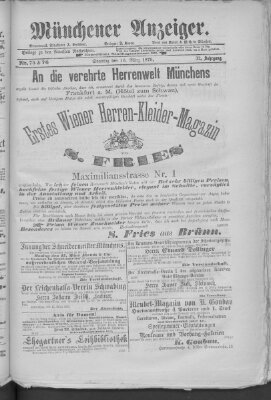 Münchener Anzeiger (Münchner neueste Nachrichten) Sonntag 16. März 1879