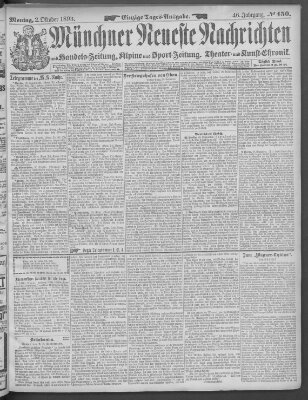 Münchner neueste Nachrichten Montag 2. Oktober 1893